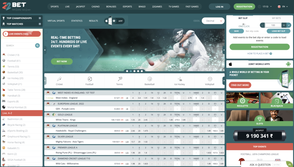 22bet for dash sports betting