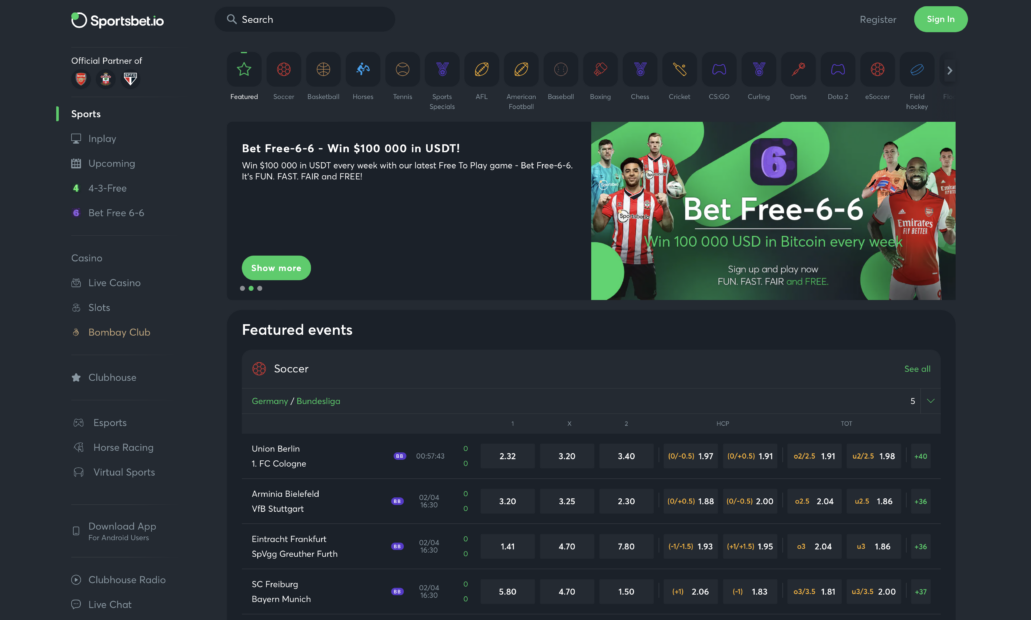 Sportsbet.io to bet on football