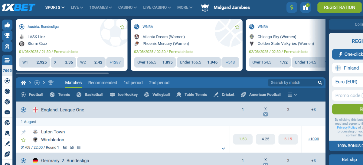1xbet Bitcoin betting platform